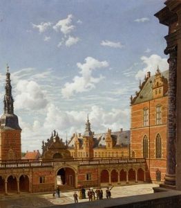 View Of A Castle, Fredericksborg by Frederik Christian Lund