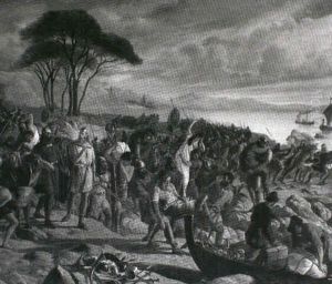 Nordiske Vikinger, Som Have Gjort Strandhugst Pa En Sydeuropaeisk Kyst, Vende Tilbage Til Skibene Med Deres by Frederik Christian Lund