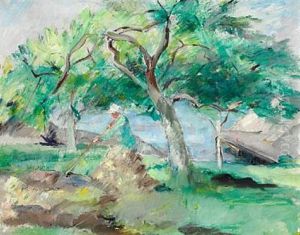 A Woman In A Garden By A Lake A Woman In A Garden By A Lake