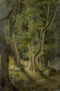 Waldlandschaft Mit Hirten Und Seinen Schafen by Johann Ludwig Gebhard Lund