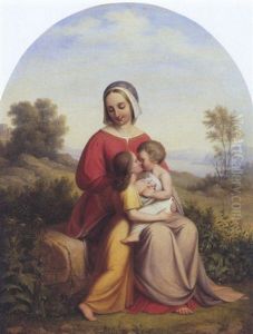 Madonna Mit Kind Und Kindlicher Heiligen Vor Weiter Landschaft