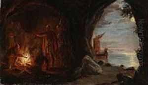 A Group Of Vikings Is Resting By The Bonfire