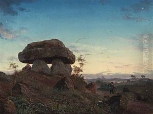 Evening Landscape With Barrows And A Peddler Evening Landscape With Barrows And A Peddler