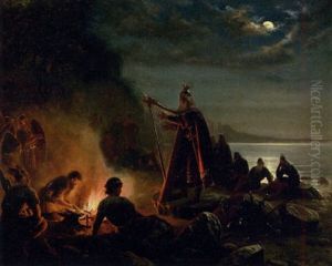Vikinger Pa Stranden. Den Gamle Skjald Underholder Vikinger Pa Stranden. Den Gamle Skjald Underholder