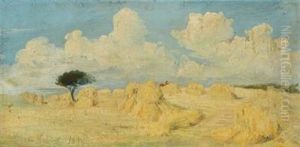 Danish Summer Landscape With Haycocks In The Field by Soren Jorgensen Lund
