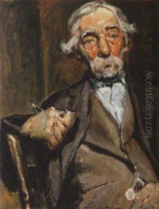Old Man With A Pipe by August Frederick Lundberg