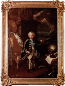 Portratt Staende I Helfigur I Interior Av Den Unge Kronprins Gustav (iii)