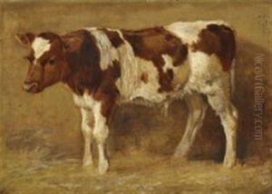A Standing Calf by Johan Thomas Lundbye