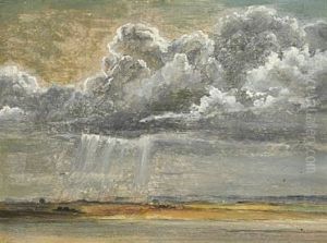 Clouds Heavy With Rain Above Flyvesandsbakkerne And Arreso by Johan Thomas Lundbye