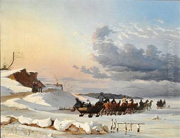 Swedish Sledges On Their Way Back After Having Sold Goods In Copenhagen - view 1