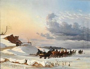 Swedish Sledges On Their Way Back After Having Sold Goods In Copenhagen