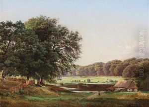 A Cottage By A Pond by Anders Christian Lunde