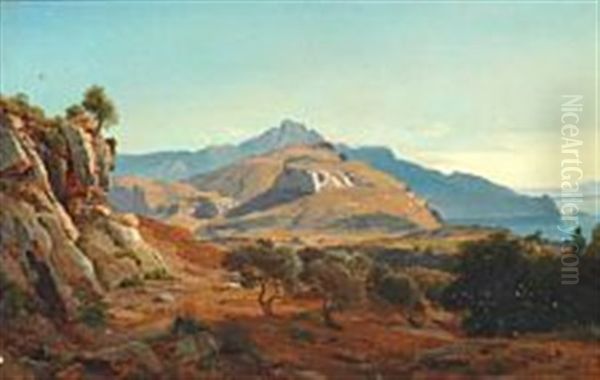 View Of The Bay Of Naples Near Sorrento With Wild Olive Trees - view 1