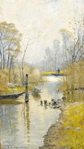 Fiskare Vid Montigny-sur-loing I Frankrike Fiskare Vid Montigny-sur-loing I Frankrike