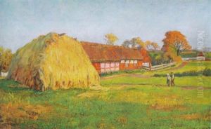 Gardar Med Hostack, Motiv Fran Arild by Justus Lundegard