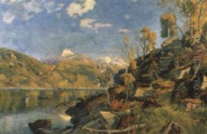 Fjordlandskap I H"stskrud Enligt Uppgift Fran Hardangerfjorden by Justus Lundegard