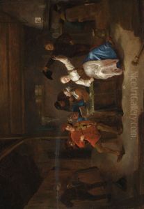 Peasants Making Music In A Tavern by Gerrit Lundens