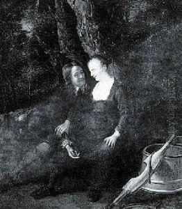 A Hunter Flirting With A Milkmaid by Gerrit Lundens