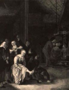 Boors Playing 'le Main Chaud' In Tavern