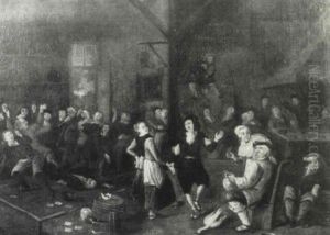 Peasants Dancing In A Tavern by Gerrit Lundens