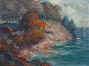 Red Rocks From Presque Isle by Leon Lundmark