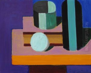 Still Life On An Orange Table With Black-blue Siphon, Bowl And A Turquoise Sphere by Vilhelm Lundstrom