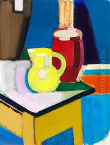 Still Life With Yellow Pitcher And Red Jar by Vilhelm Lundstrom