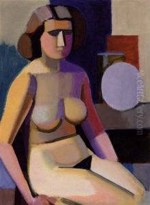 Siddende Model Ved Opstilling by Vilhelm Lundstrom