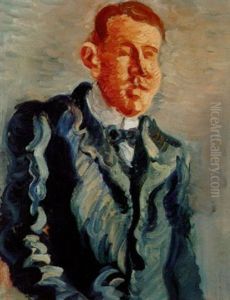 Selvportraet I Bla Jakke by Vilhelm Lundstrom