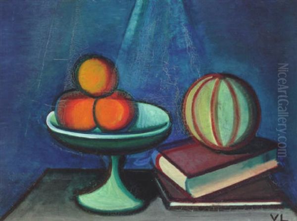 Opstilling - Hvid Opsats, Tre Appelsiner, To Boger, Ovenpa Hvilke En Melon - view 1