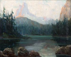 Lake In A High Sierra Landscape by Fernand Harvey Lungren