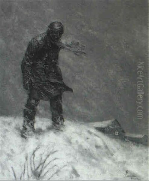 Man Outside In Snowstorm - view 1