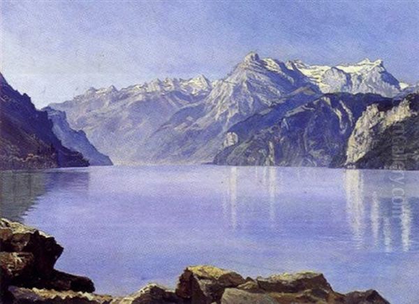 Urnersee (vierwaldstattersee) Med Uri Rothstock Set Fra Mylenstein Ved Brunnen - view 1