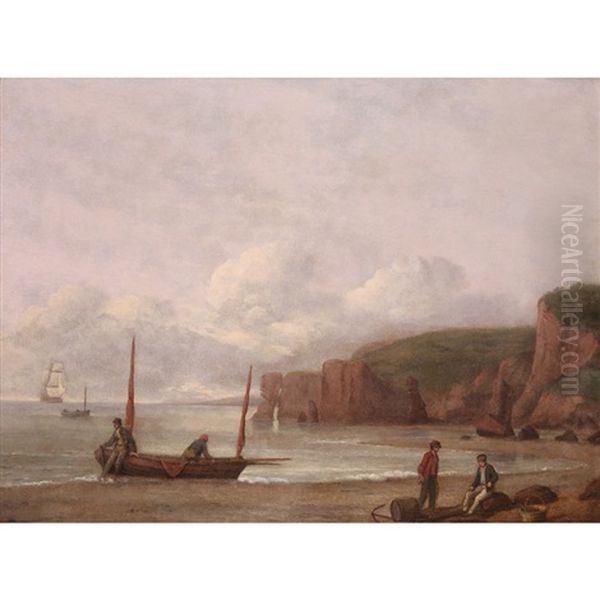 Figures On The Shore In A Coastal Landscape - view 1