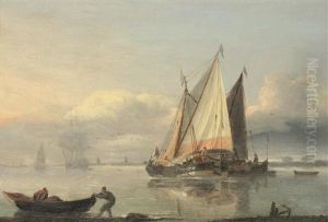 Dutch Barges Lying Offshore