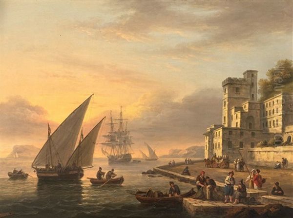 A Mediterranean Sailing Ship Approaching The Quay - view 1