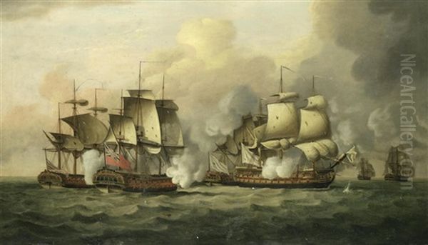 H.m.s. Mediator Engaging An Enemy Convoy Off Cape Ortegal, 12th December 1782 - view 1