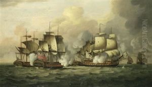 H.m.s. Mediator Engaging An Enemy Convoy Off Cape Ortegal, 12th December 1782 by Thomas Luny