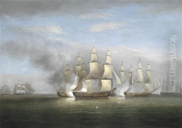 H.m.s. Arethusa And The British Frigates Flora, Melampus, Concorde And Nymphe, Engaging The French Frigates L'engagement, Resolue, Pomone And Babet Off Guernsey, 23rd April 1794 - view 1