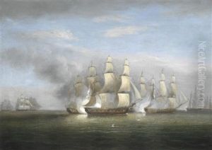 H.m.s. Arethusa And The British Frigates Flora, Melampus, Concorde And Nymphe, Engaging The French Frigates L'engagement, Resolue, Pomone And Babet Off Guernsey, 23rd April 1794 by Thomas Luny