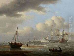 A British Frigate In Stays Off Teignmouth