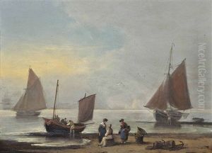 Unloading The Day's Catch Onto The Beach At Teignmouth, Devon by Thomas Luny