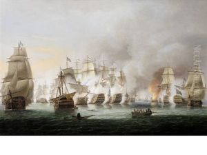 The Battle Of Trafalgar, 21st October 1805 - Nelson's Flagship Victory And Temeraire In Close Action With The French Redoubtable As The Battle Rages Around Them by Thomas Luny