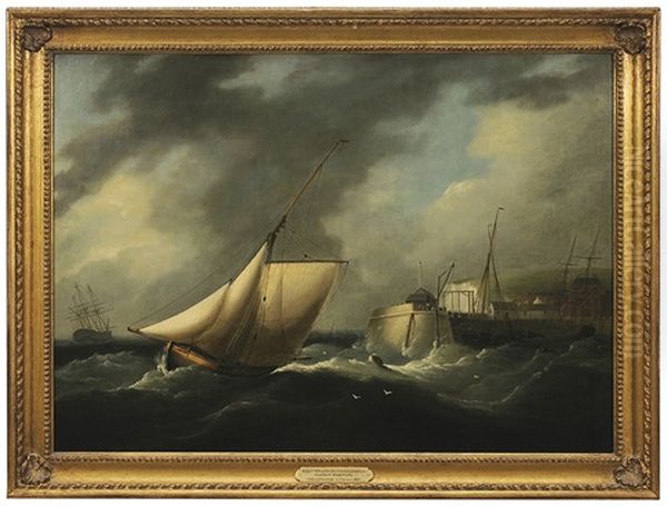 A Cutter Leaving Dover Harbour In Heavy Weather - view 1