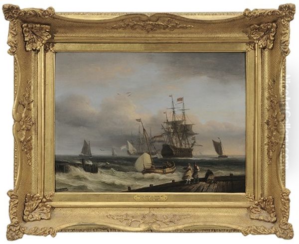 Dutch Man-o-war At Anchor Offshore - view 1
