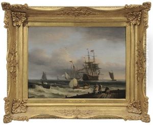 Dutch Man-o-war At Anchor Offshore