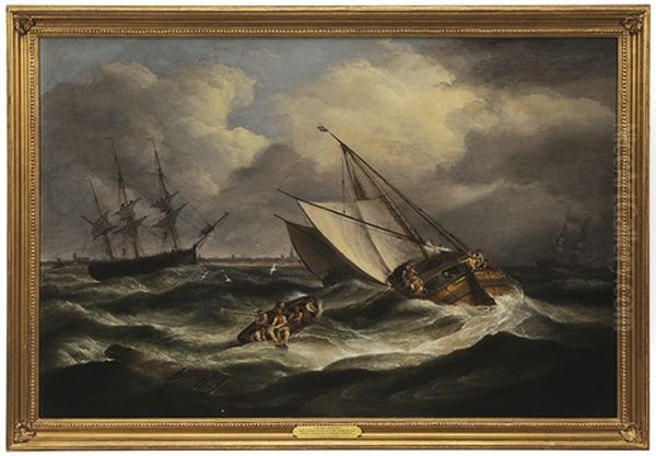 The Van Der Dort And Other Dutch Sailing Vessels Off Great Yarmouth In Stormy Weather - view 1