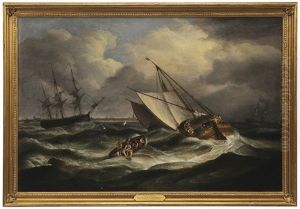The Van Der Dort And Other Dutch Sailing Vessels Off Great Yarmouth In Stormy Weather by Thomas Luny