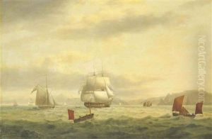A Royal Navy Frigate And Armed Cutter In The Channel Off The Devonshire Coast A Royal Navy Frigate And Armed Cutter In The Channel Off The Devonshire Coast