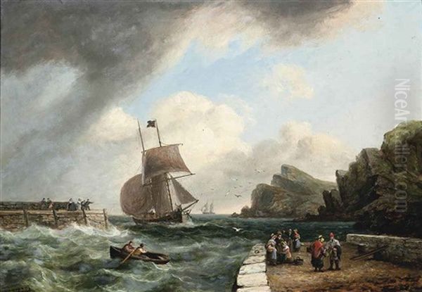 A Freshening Breeze Off The Entrance To The Harbour At Teignmouth, Devon - view 1
